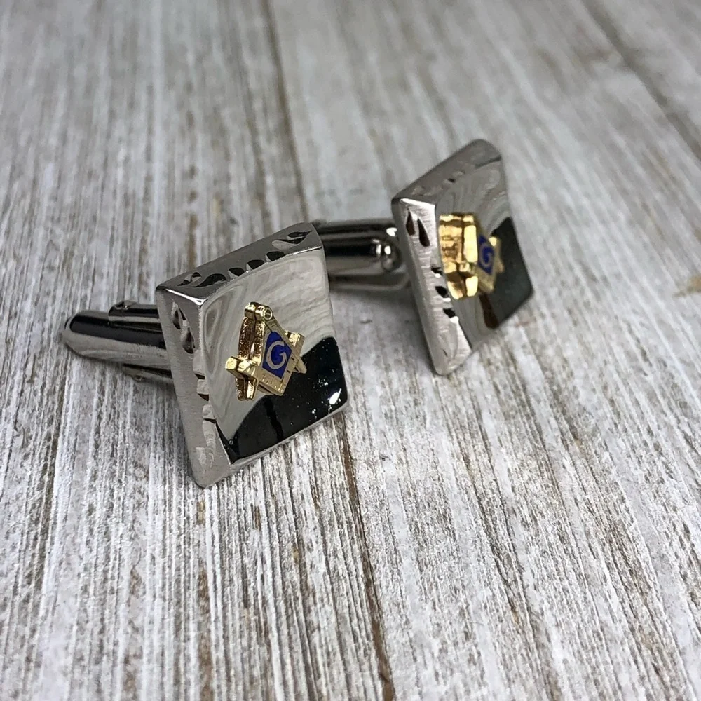 Vintage Anson Sterling Silver Freemason Cuff Links